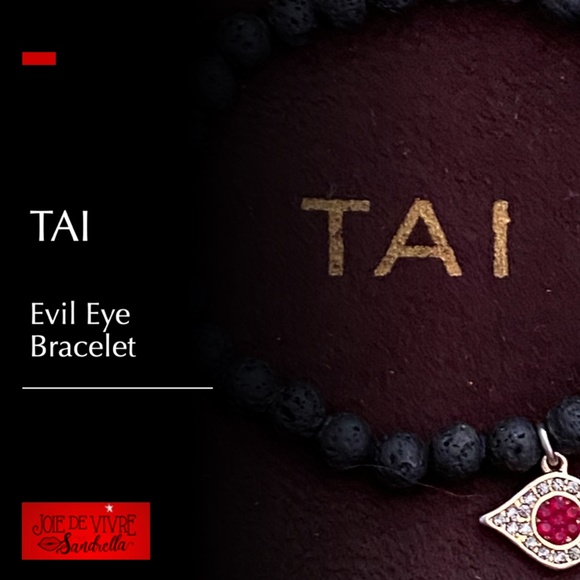 TAI Evil Eye Beaded Bracelet - Black, Red, & Gold - Picture 1 of 6
